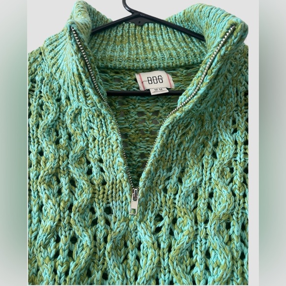 Urban Outfitters BDG Killian Quarter-Zip Pointelle Green Knit Sweater Sz M NWOT - Picture 5 of 9